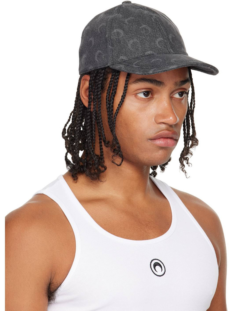 Marine Serre Gray Moon Laser Denim Baseball Cap outlook