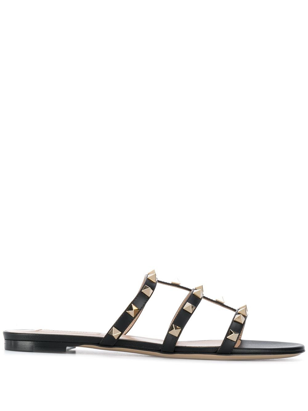 Rockstud leather flat sandals - 1