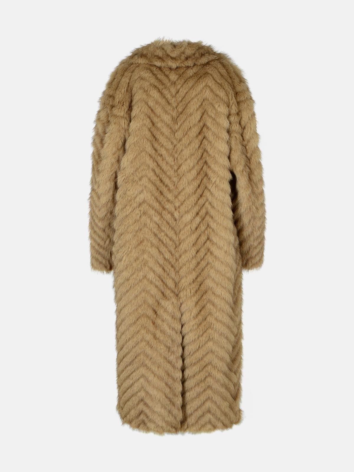 'WYNTHER' BROWN FAUX FUR COAT - 3