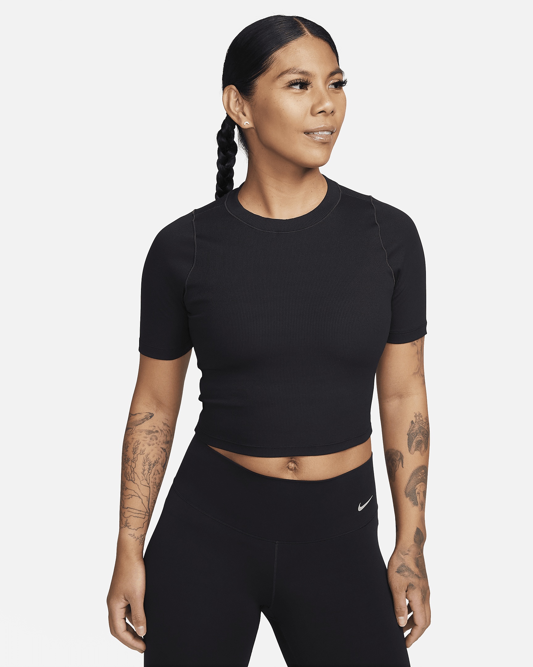 Nike Zenvy Rib Women's Dri-FIT Short-Sleeve Cropped Top - 1
