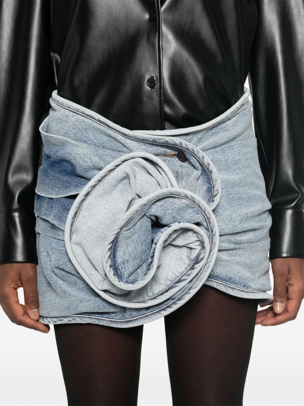 draped denim mini skirt - 5
