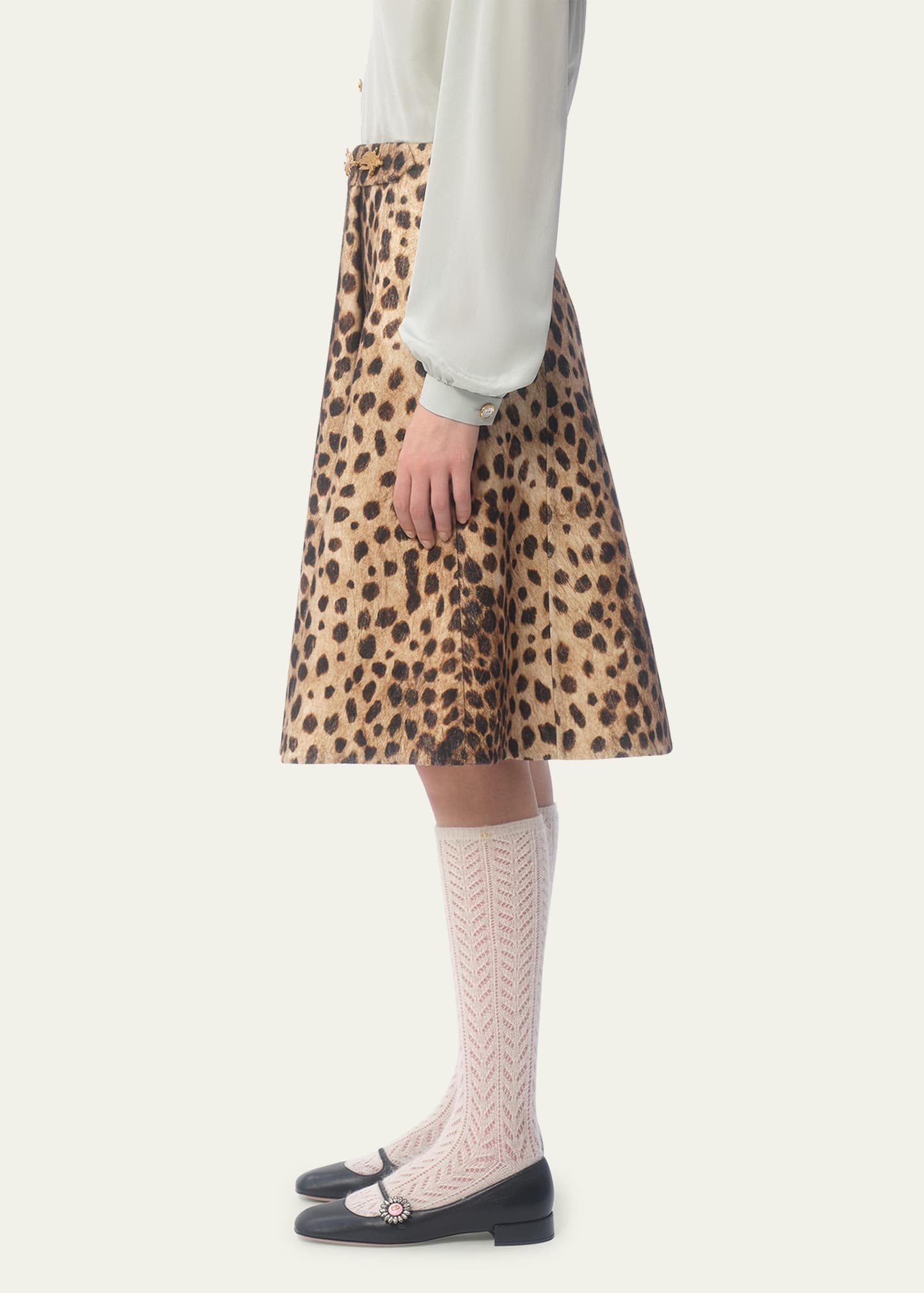 Leopard A-Line Wool Skirt - 4
