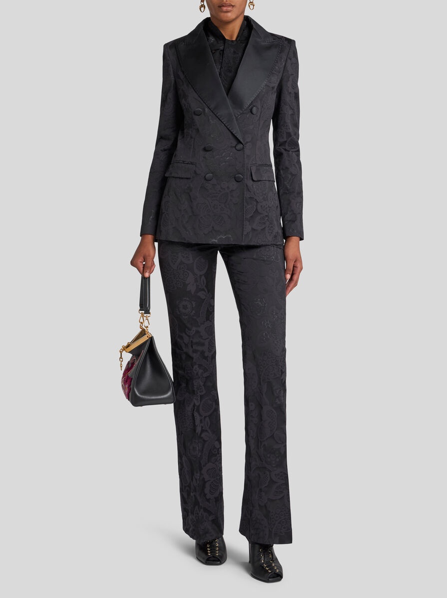 TONE-ON-TONE JACQUARD TROUSERS - 4