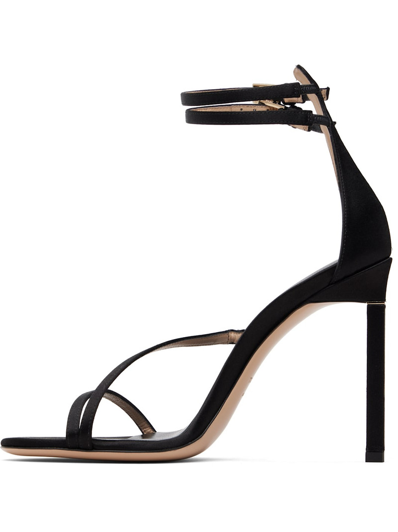 TOM FORD Black Satin T Ankle Strap Sandals outlook