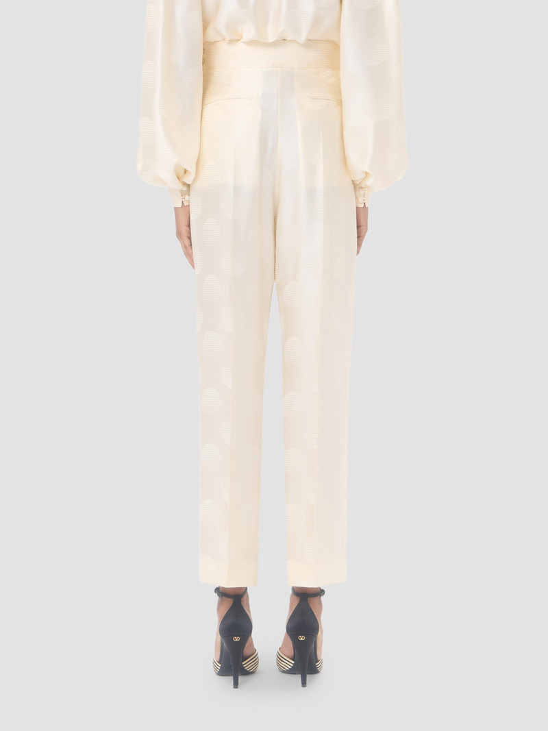 Women's Plus De Pois Striped Polka Dot Jacquard Trousers - Ivory 4