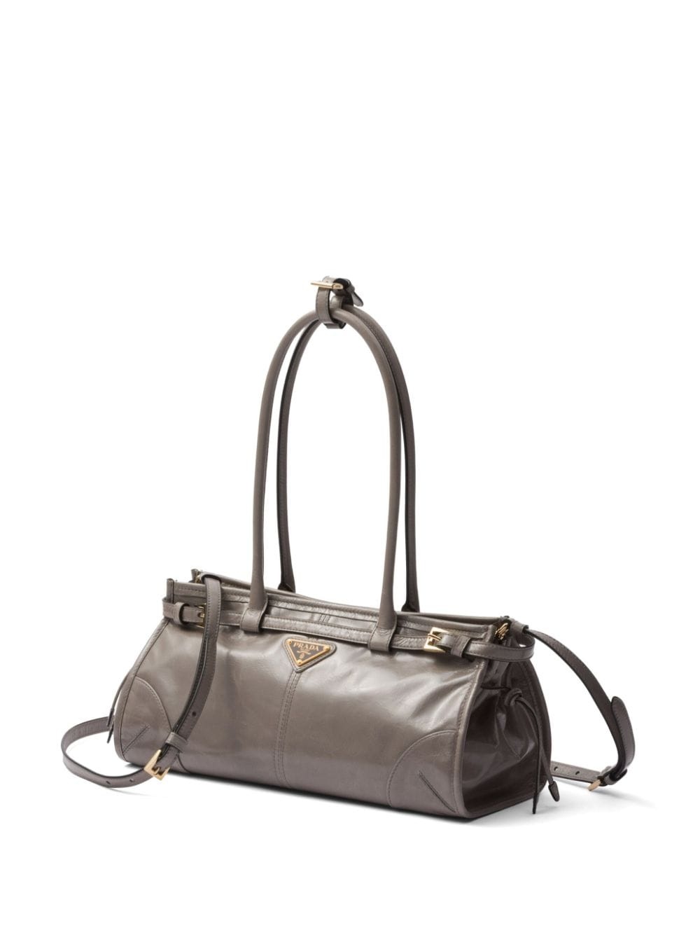 medium enamel triangle logo belted handbag - 5