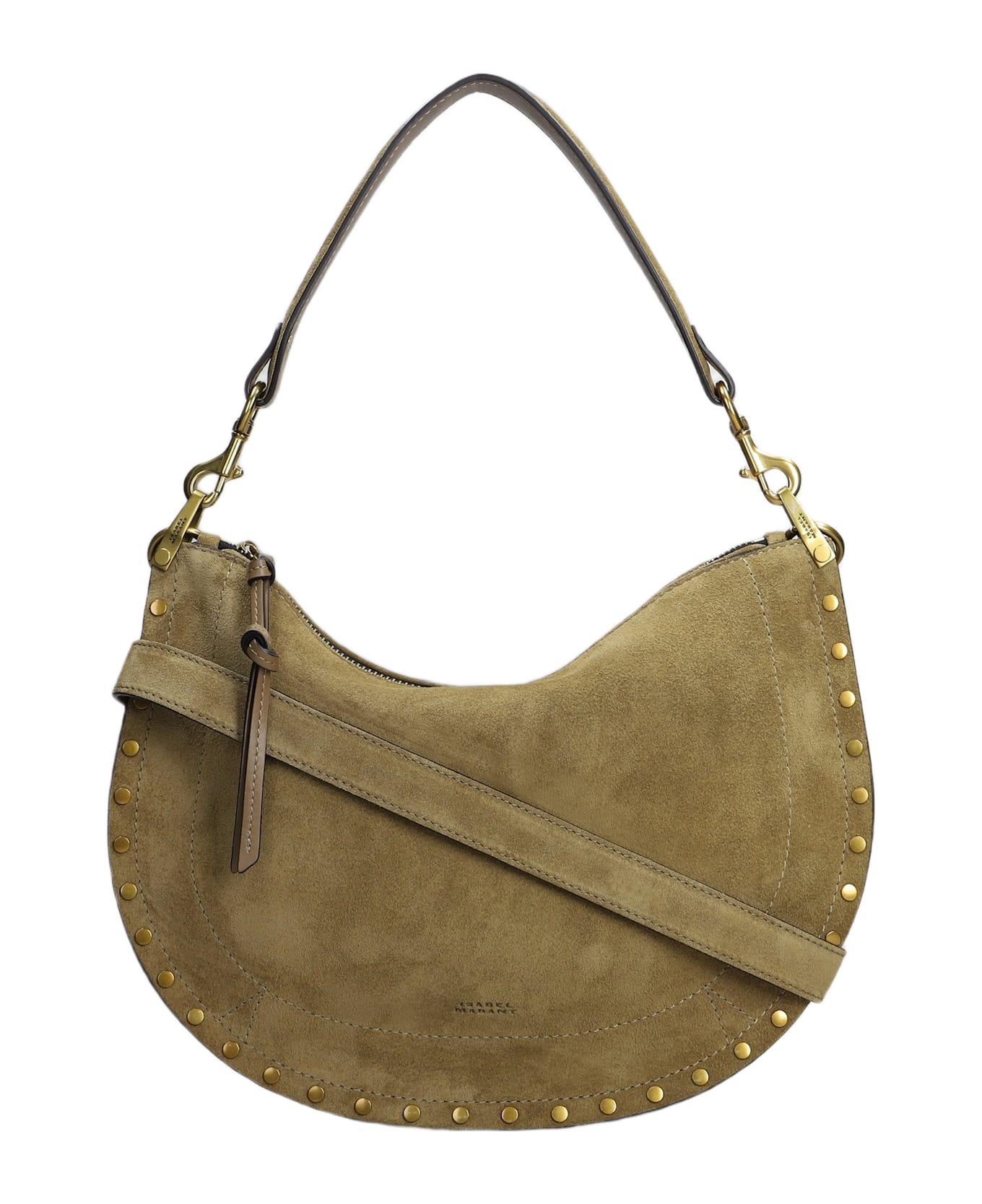 Oskan Soft Zip Shoulder Bag In Taupe Suede - 1