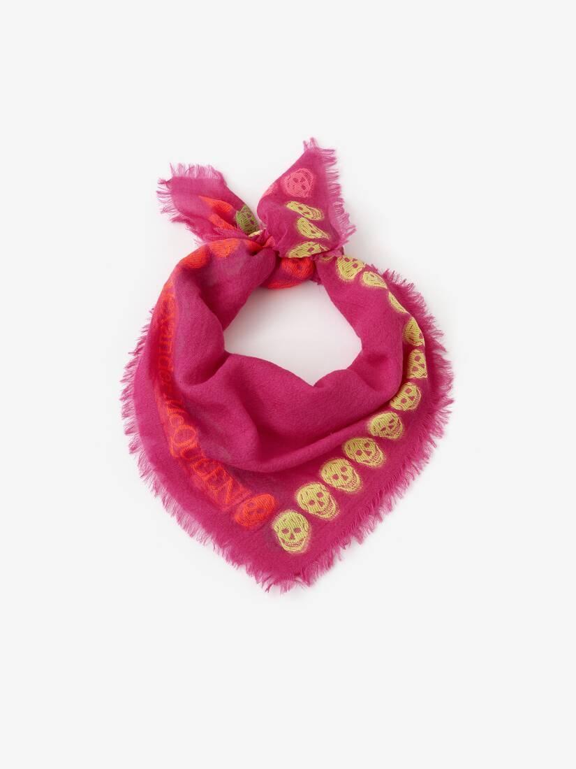 Skull Border Scarf in Magenta - 3