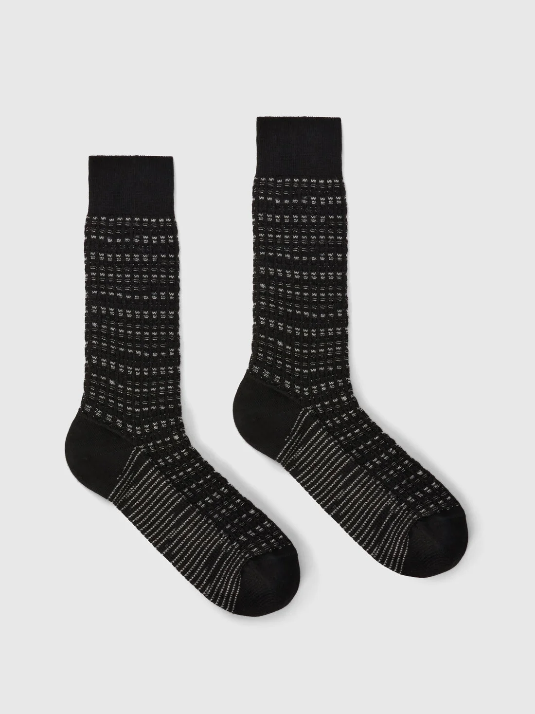 Mid-length cotton-blend socks with check pattern - 1