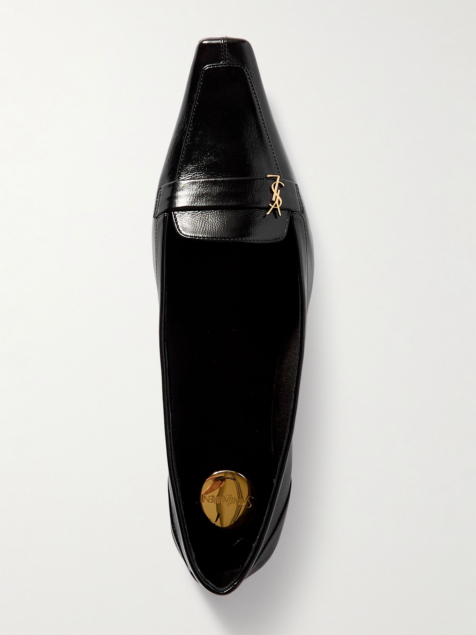Poppy logo-embellished leather loafers Black - 5