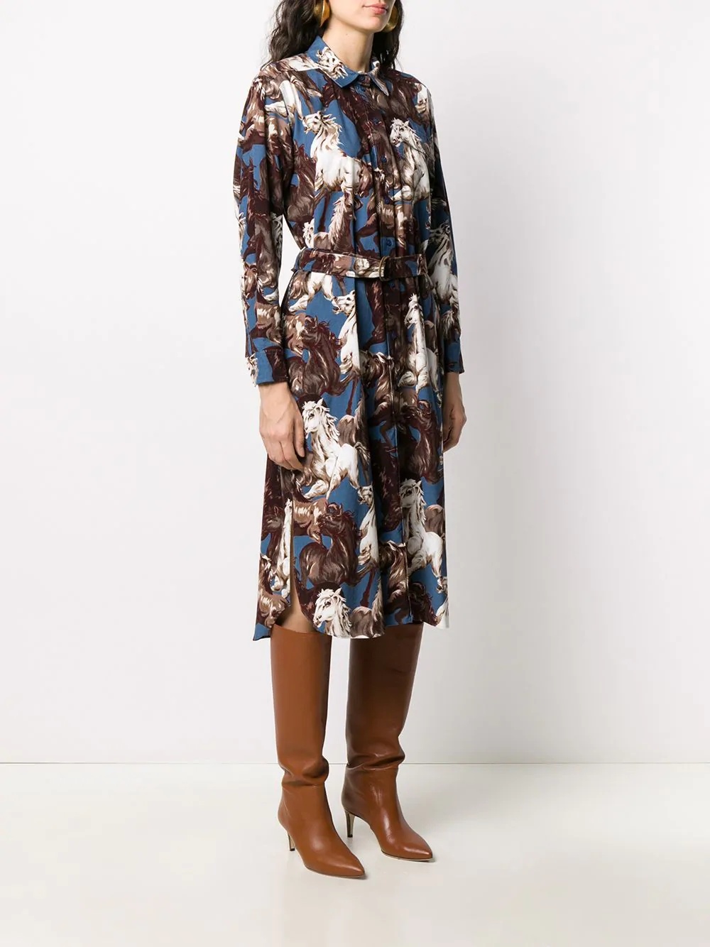 horse-print shirt dress - 3