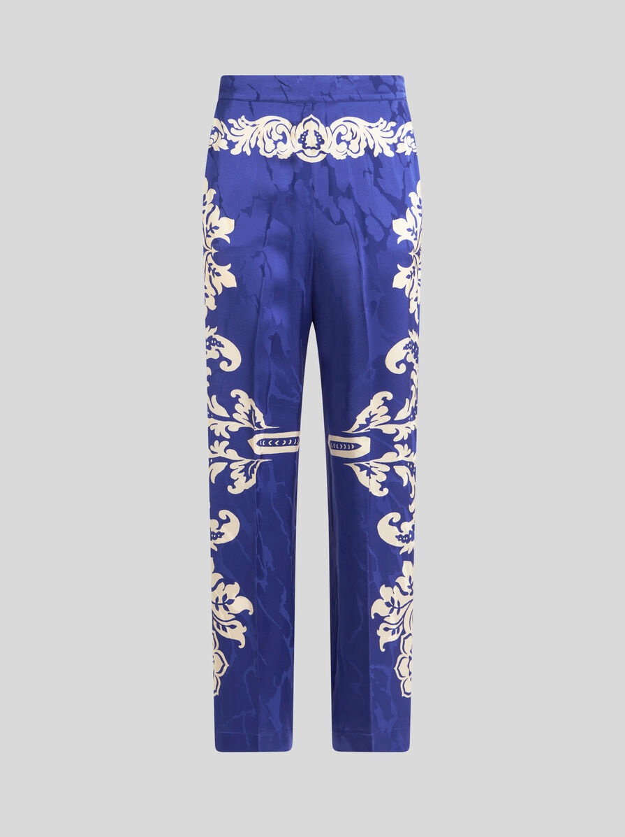 FLORAL JACQUARD PALAZZO TROUSERS - 1