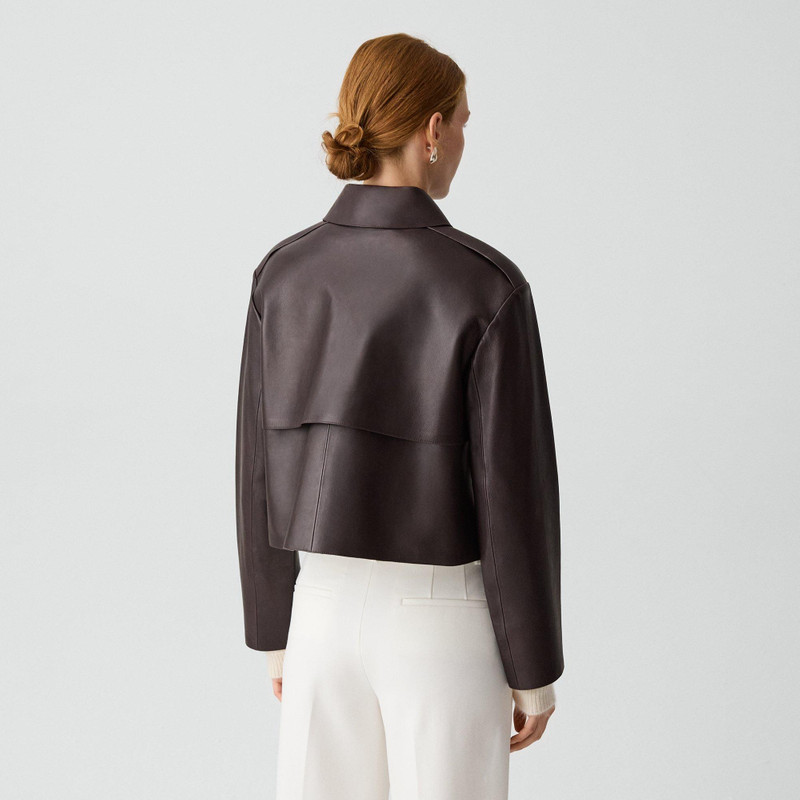 Cropped Trench in Sleek Leather 4