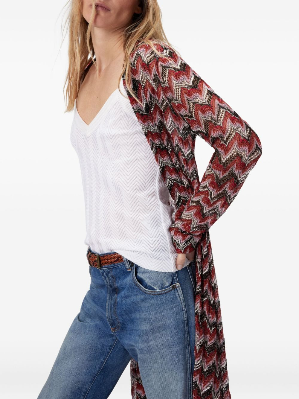 chevron-pattern maxi cardigan - 4