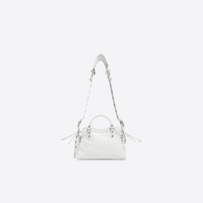 BALENCIAGA Women's Neo Cagole Xs Handbag With Rhinestones in White outlook