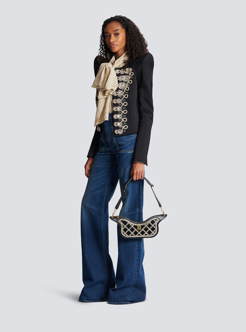 Balmain Blaze velvet clutch with pearl embroidery outlook