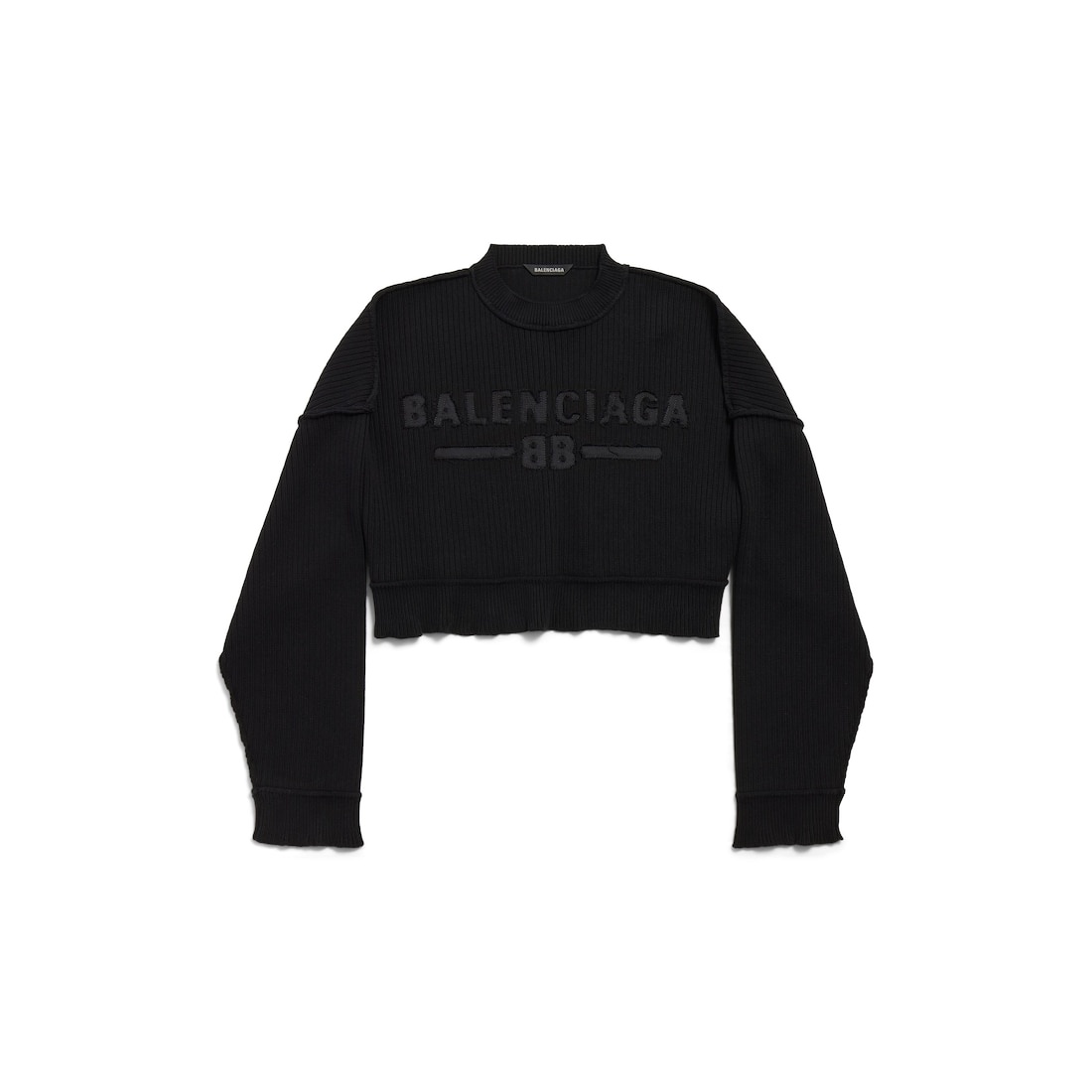 Women's New Year Series 25 - Cropped Crewneck Sweater in Black - 1