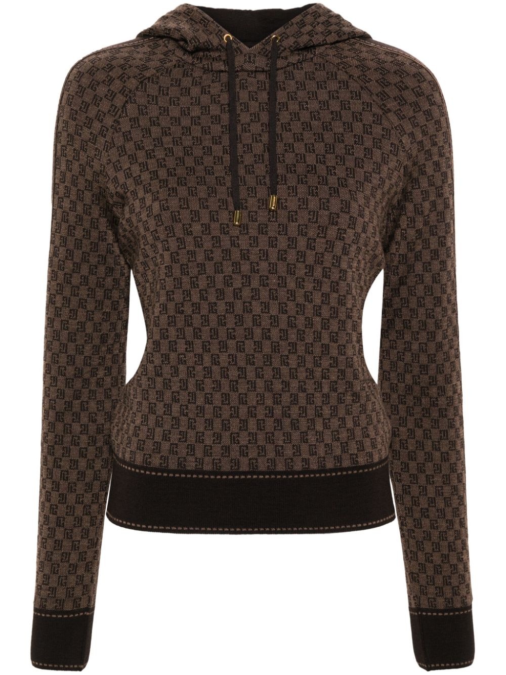 PB Monogram-jacquard wool hoodie - 1