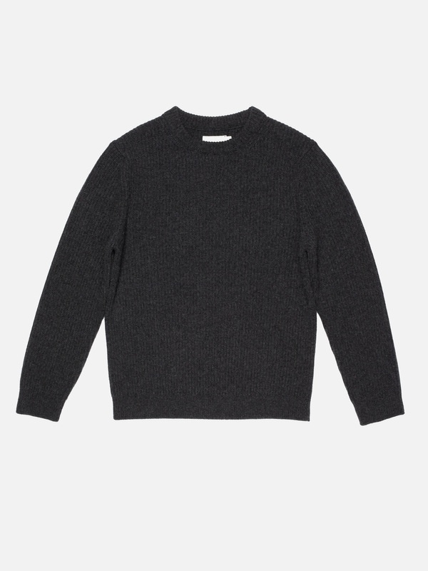 August Rib Wool Sweater Antracitemelange - 1