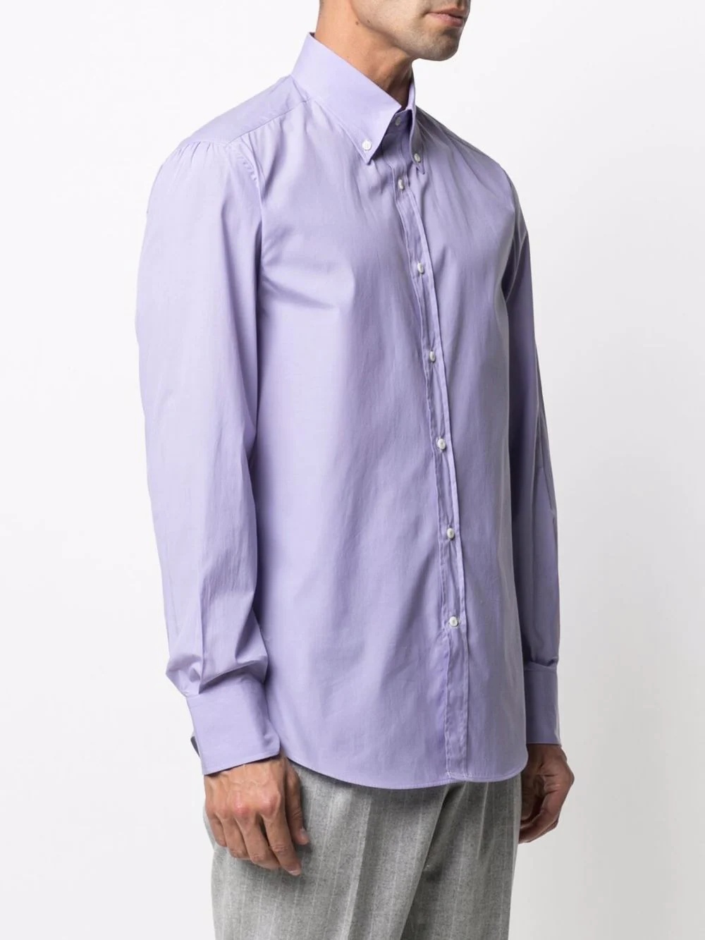 button-down collar cotton shirt - 3