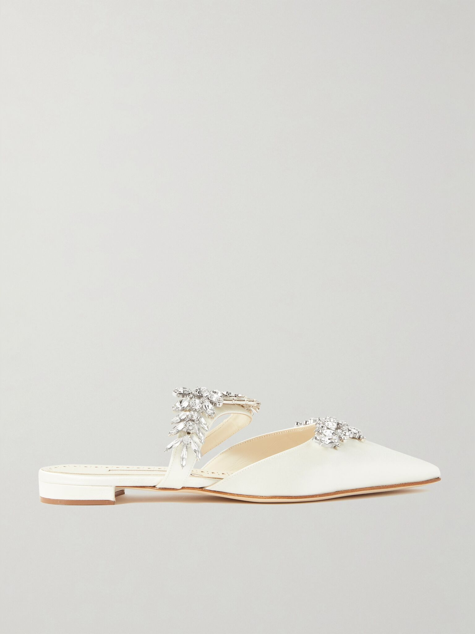 Lurum 45 crystal-embellished satin mules Cream - 1