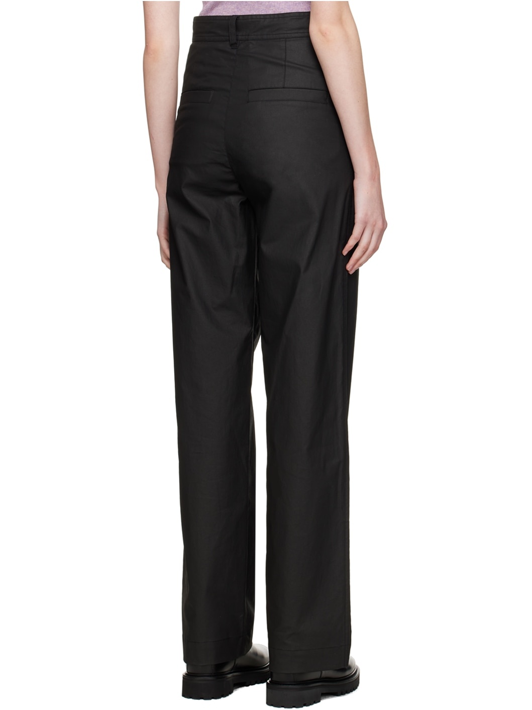 Black Glatiny Trousers - 3