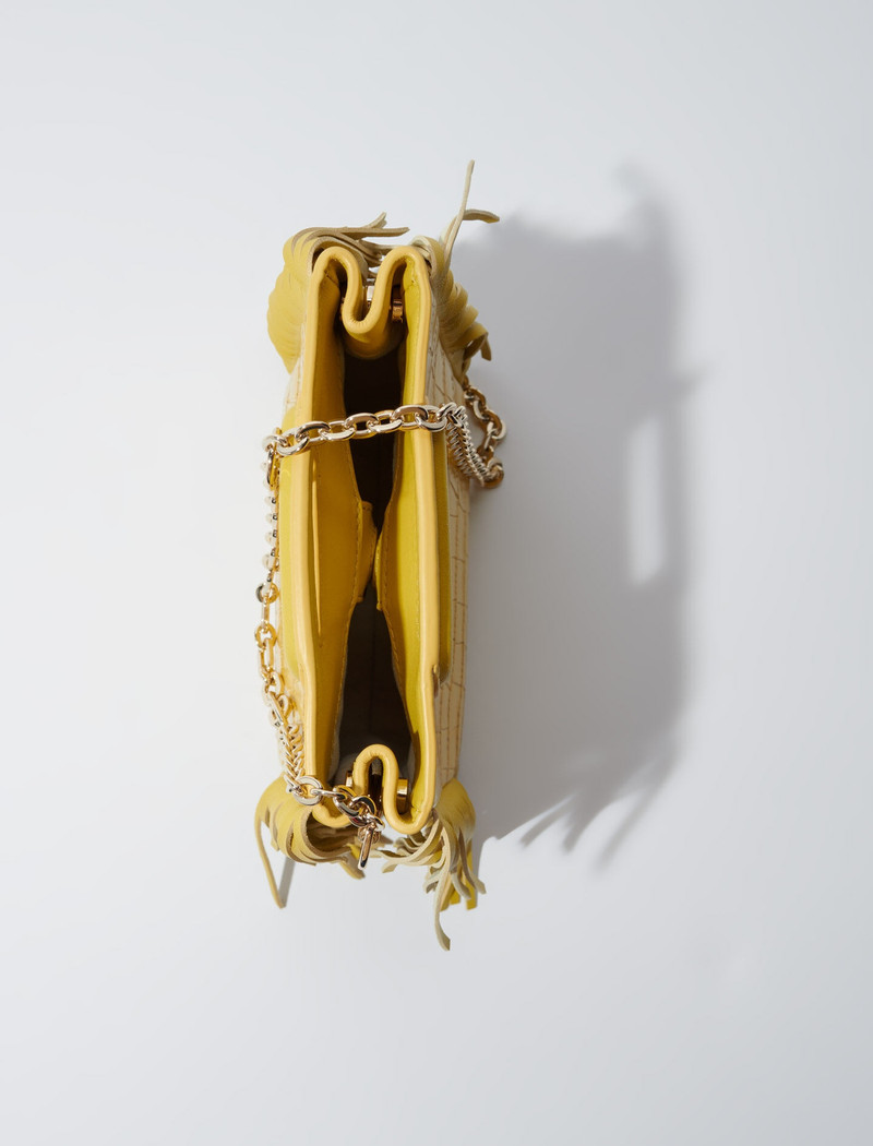 Mini embossed-leather M bag with chain 5