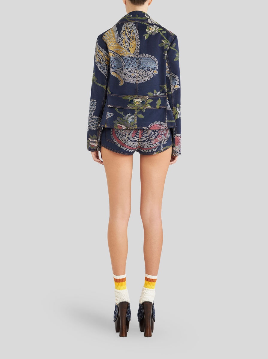 DENIM JACQUARD JACKET WITH BIRDS - 5