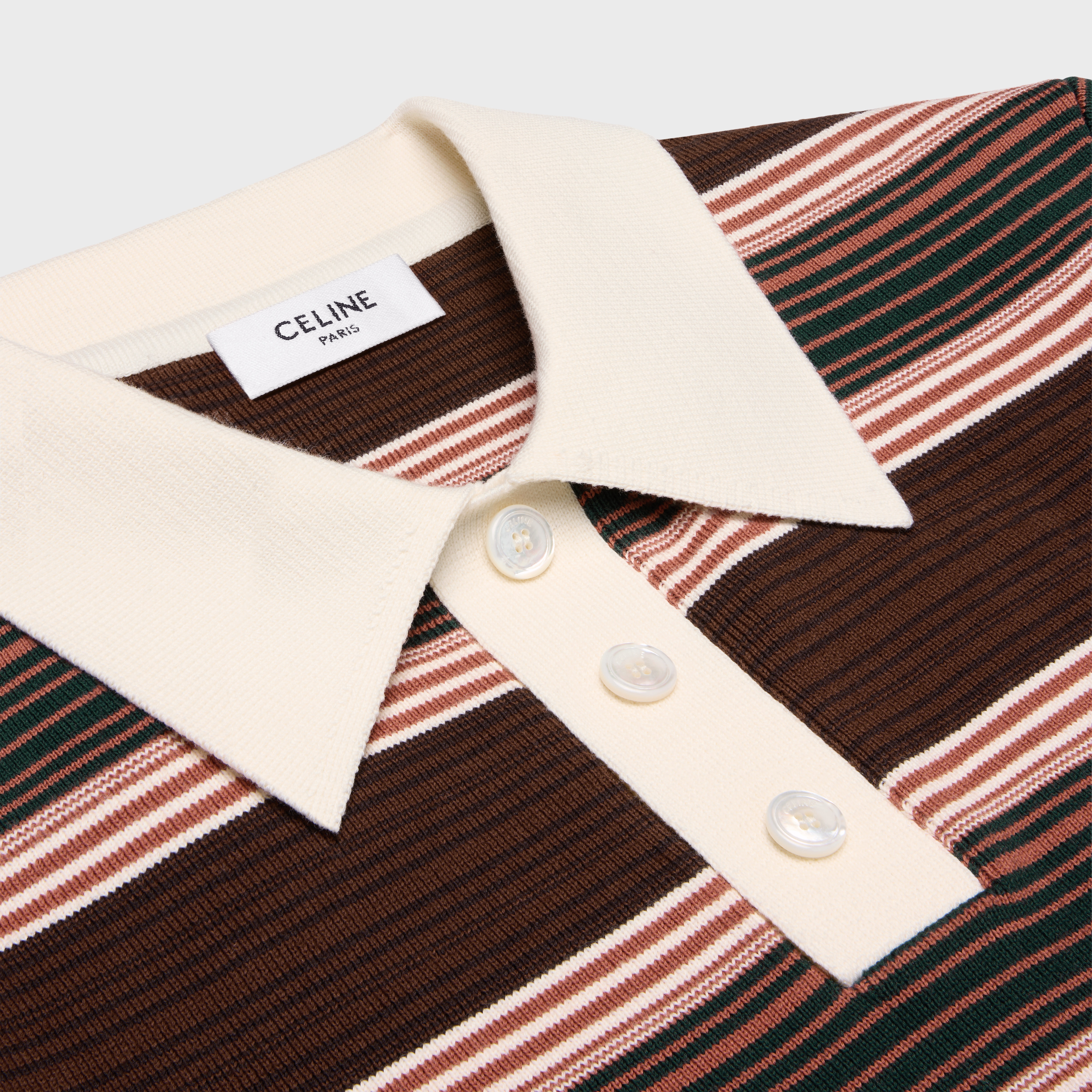 triomphe cropped polo shirt in striped cotton - 3