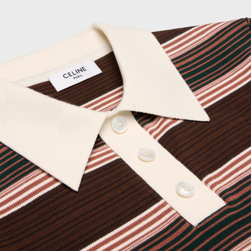 triomphe cropped polo shirt in striped cotton 3