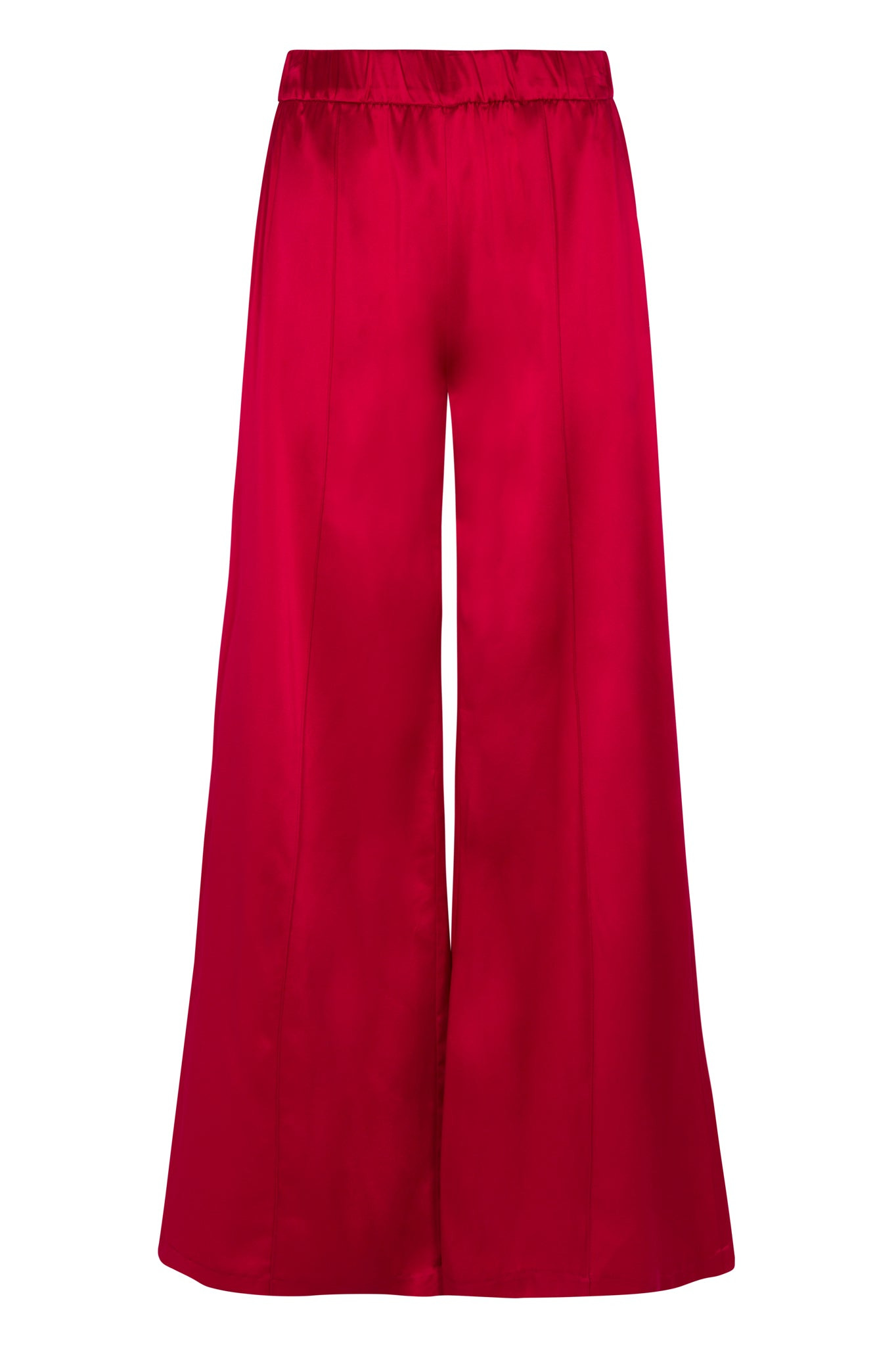 SCARLET SILK WIDE LEG PINTUCK PANTS - 5