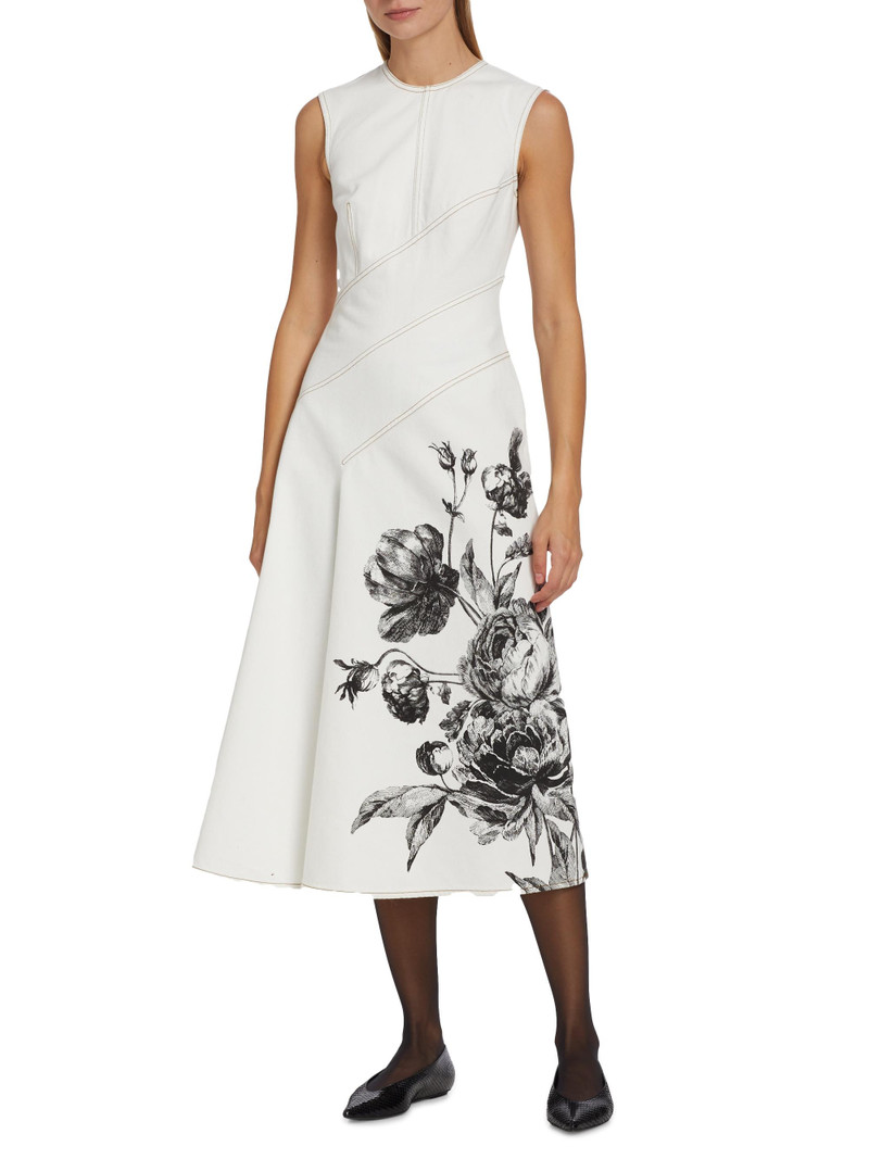 Women's Floral Seam Sleeveless Midi-Dress - Violetta Etching Ecru 3
