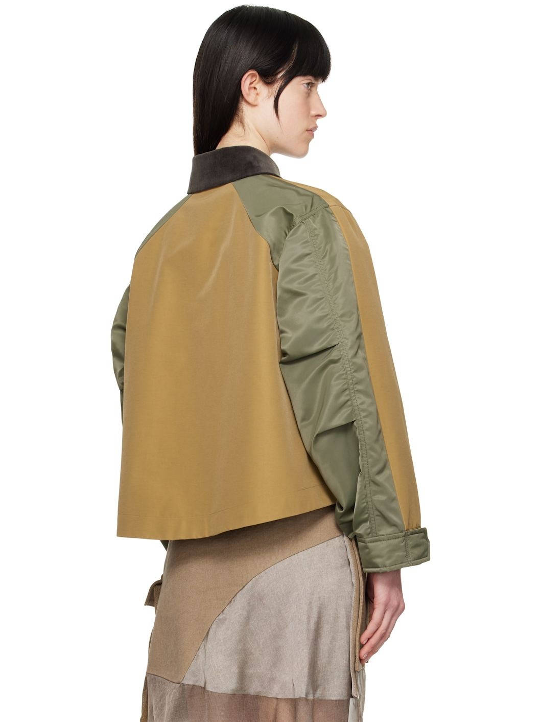 Khaki & Tan Grosgrain & Nylon Twill Jacket - 3