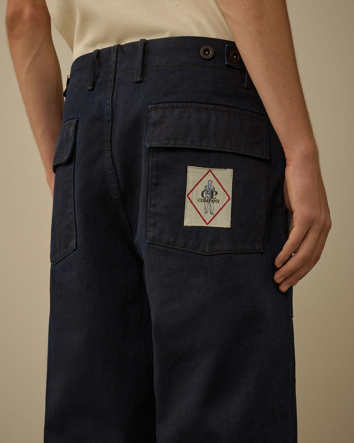 3/4 Plated Denim Loose Pants - 6