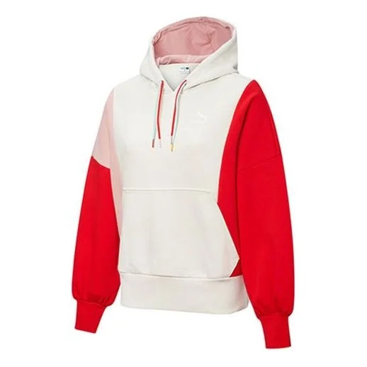 (WMNS) PUMA Panelled Hoodie 'White Red Pink' 532184-05 - 1
