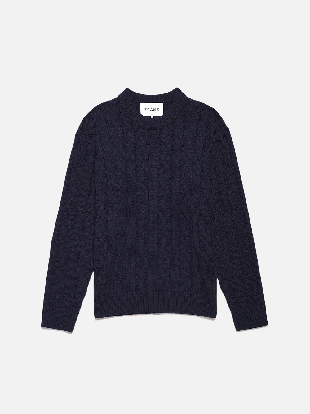 Cashmere Cable Crewneck in Navy - 1