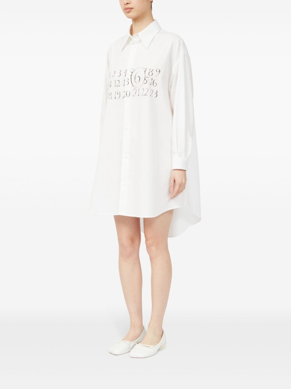 signature numbers motif shirt dress - 5