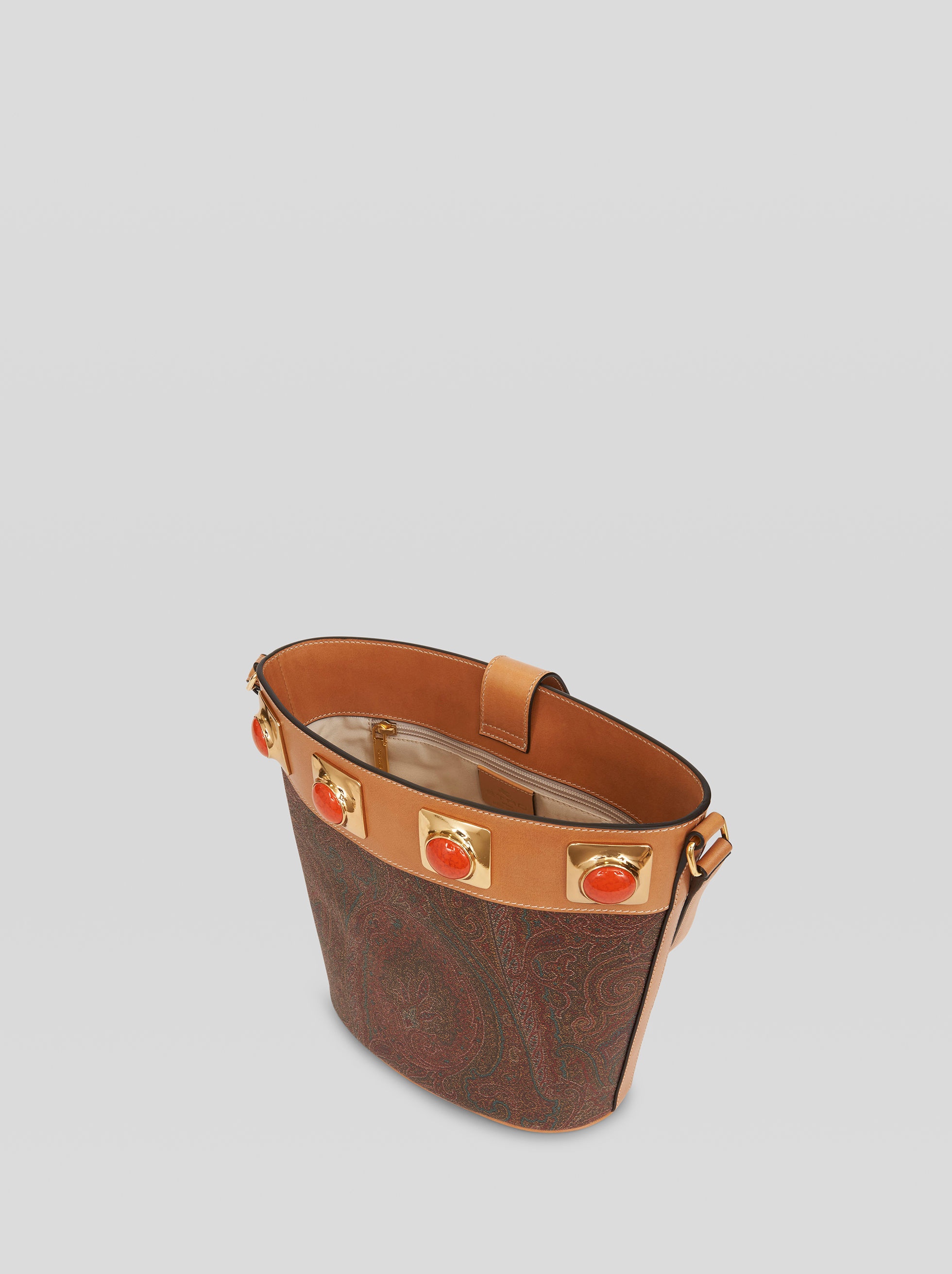 PAISLEY CROWN ME BUCKET BAG WITH CORAL STUDS - 3