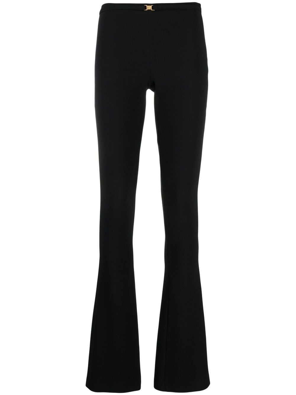 logo-buckle flared trousers - 1