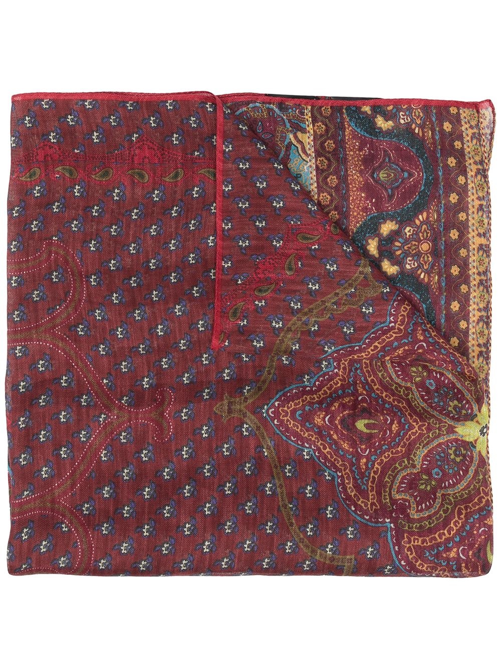 paisley-print linen-blend scarf - 1