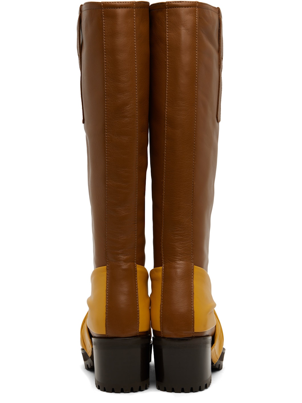 Brown & Yellow Knotted Riding Boots - 2