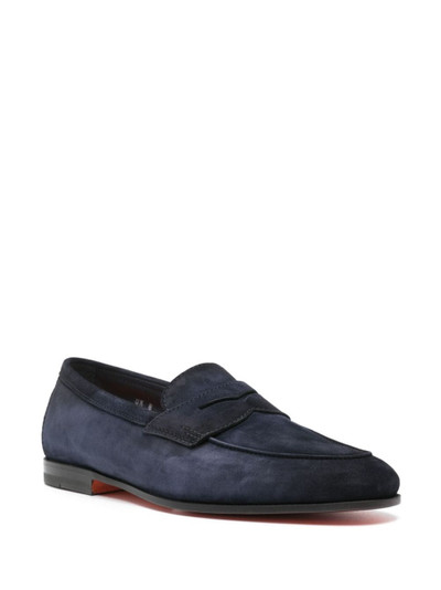 Santoni penny-slot suede loafers outlook