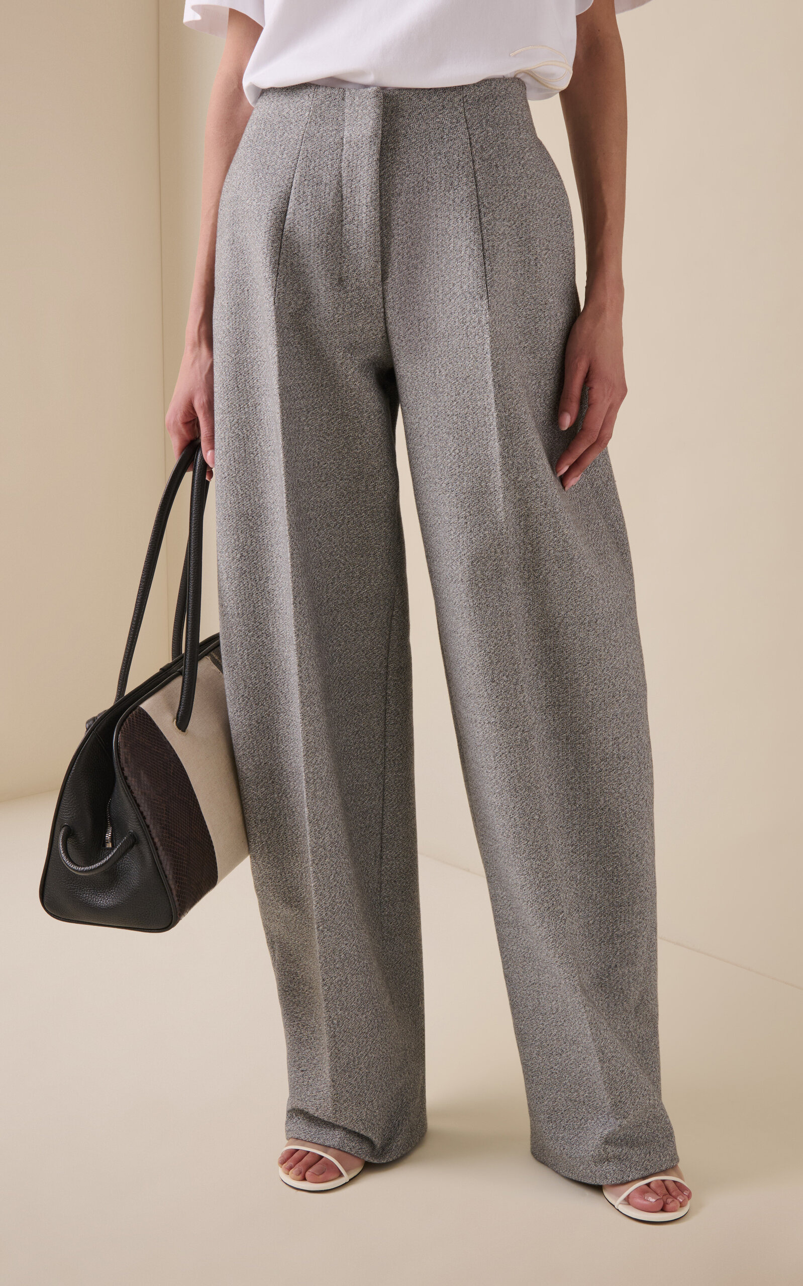 Curvo High-Rise Cotton-Blend Straight-Leg Pants grey - 3