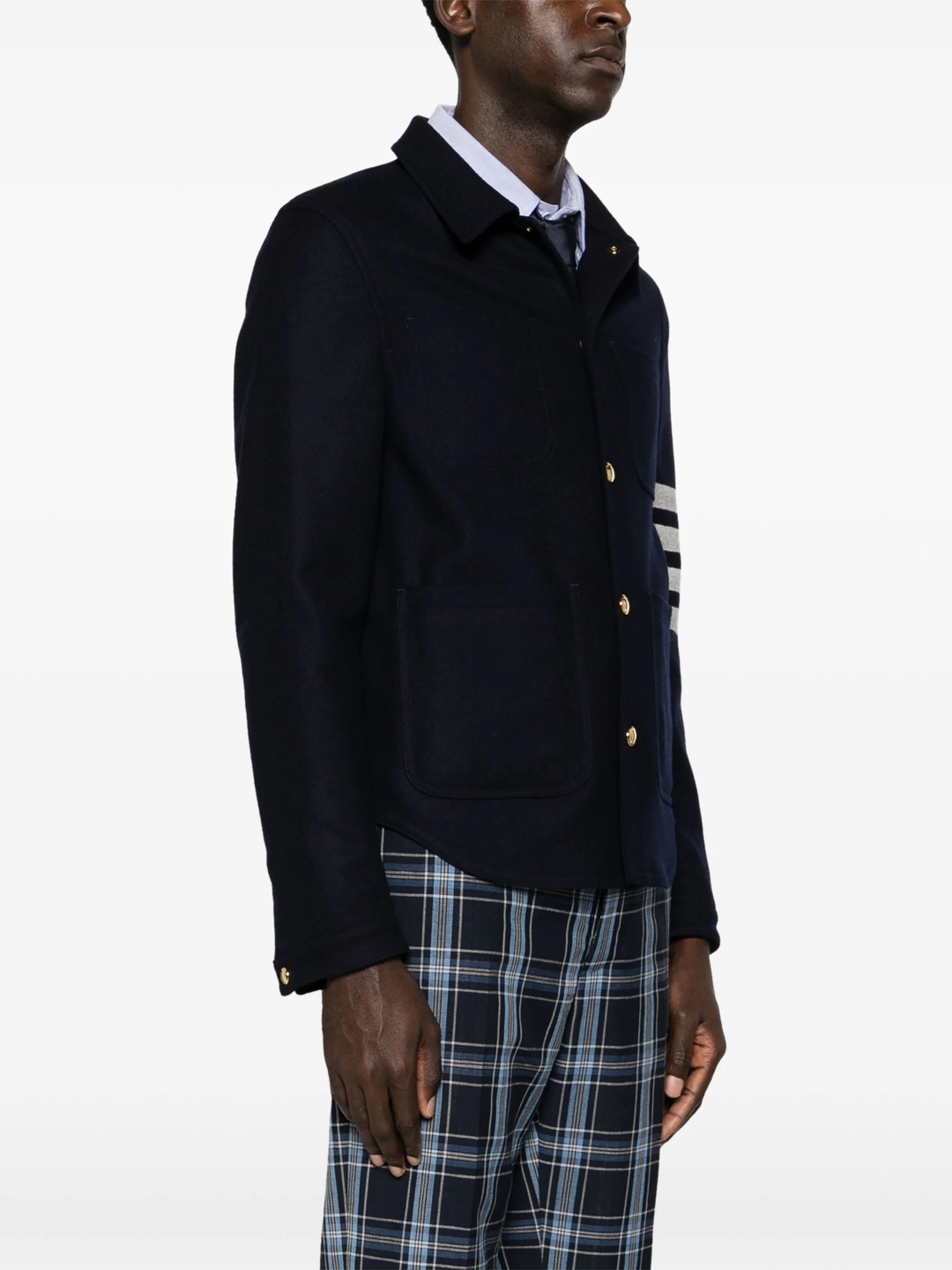 Thom Browne｜JUMPERS (WOOL CASHMERE 4-BAR UTILTY JACKET Wool Cashmere 4 Bar Utility Jacket | Thom Browne