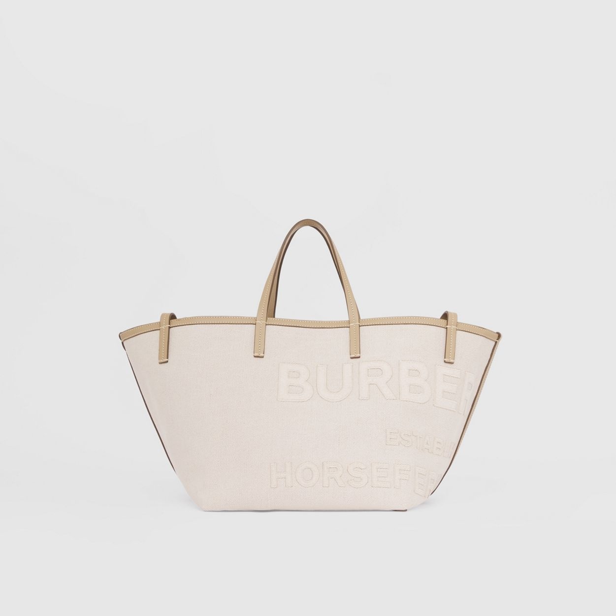 Burberry Mini Horseferry Linen Cotton Canvas Beach Tote