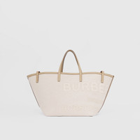Burberry Mini Horseferry Linen Cotton Canvas Beach Tote