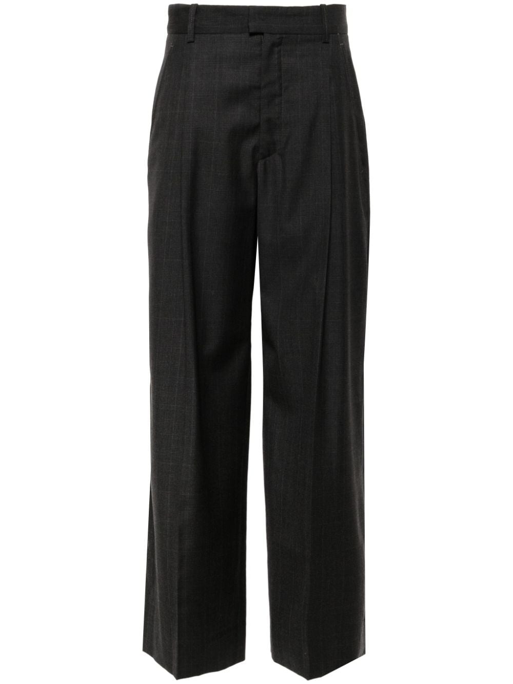 checked tailored wool trousers - 1