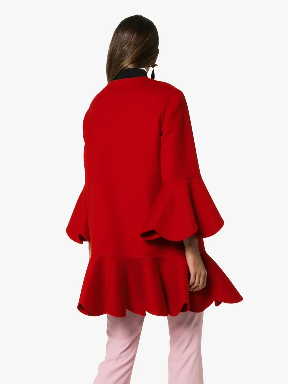 collarless ruffled coat - 4