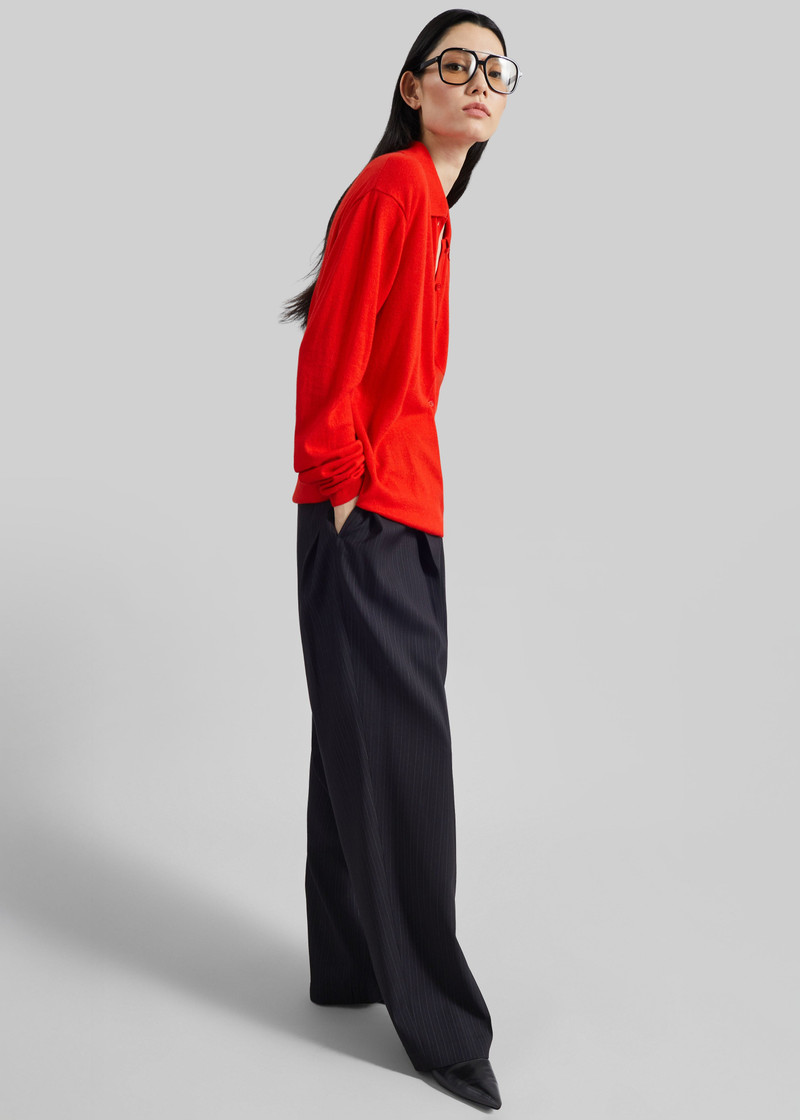 Tala Knit V-Neck Polo - Red 8