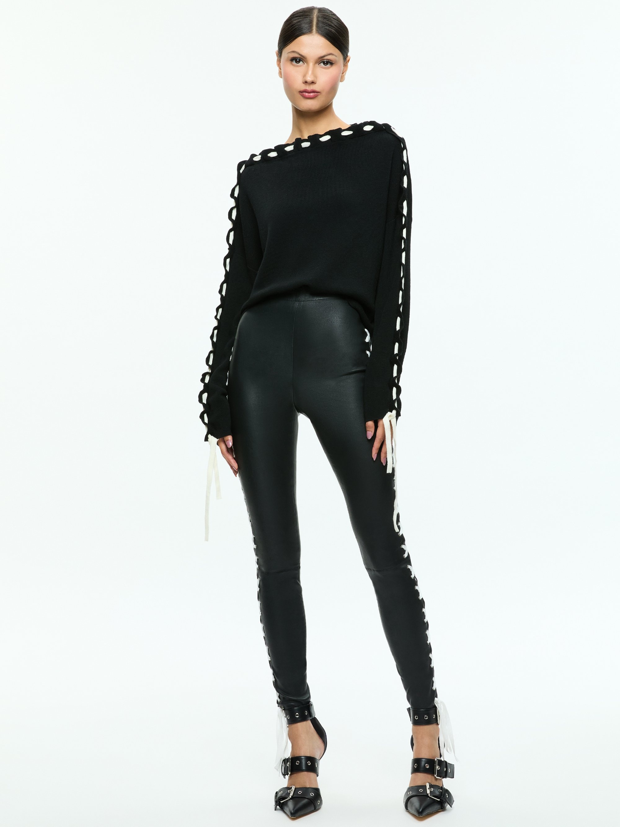 CALANDRA LACE UP SLEEVE PULLOVER - 3